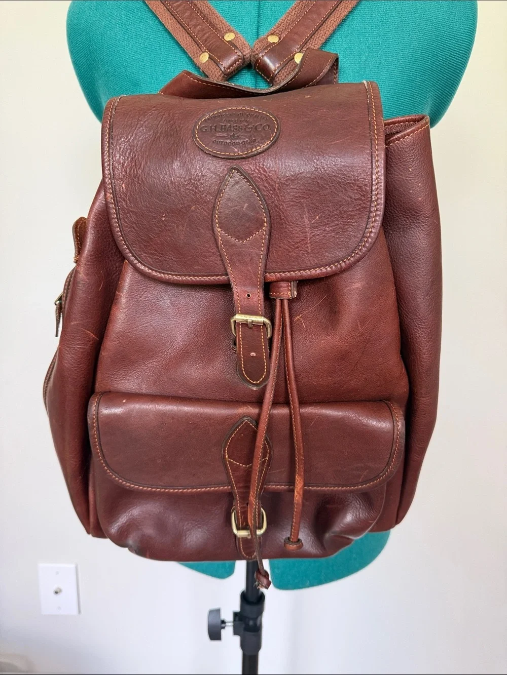 Vintage GH Bass Brown Leather Backpack